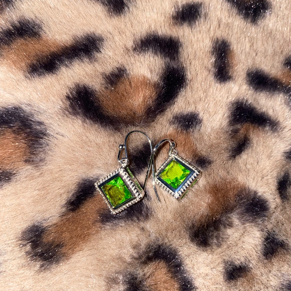 Green dangle earrings